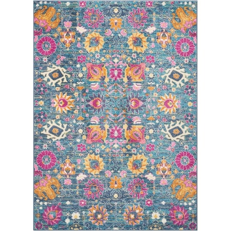 Palacedesigns 5 x 7 ft. Denim Blue Florals Distressed Area Rug - Denim Blue - 5 x 7 ft. PA3651269